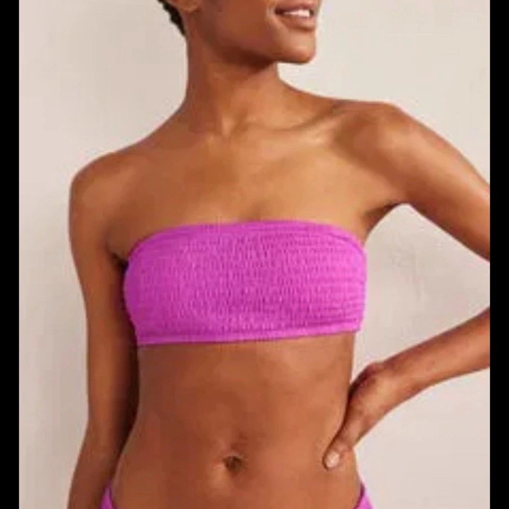 Boden Women’s Milos Smocked Bikini Top Strapless Pink Swim Size 10 NEW. 373